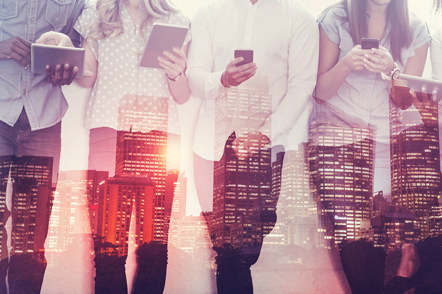 group of people on devices