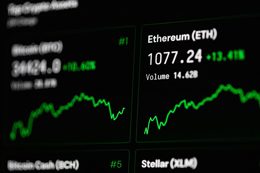 Screen showing Ethereum stock price