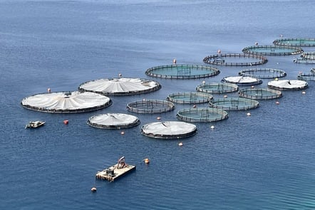 Coastal Aquaculture around a mountainous area 
