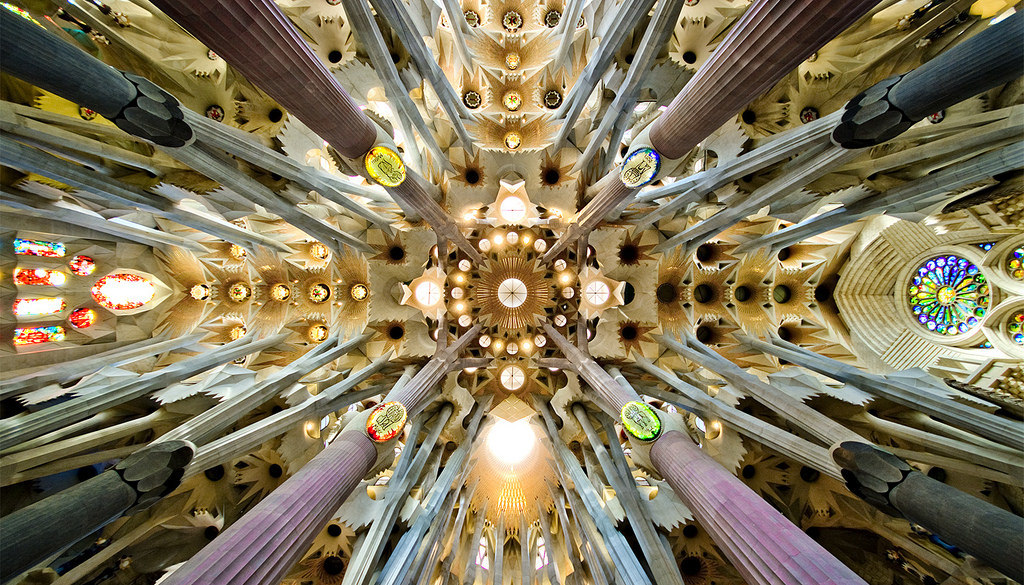 Interior of Sagrada Familia church Interior of Sagrada Familia church