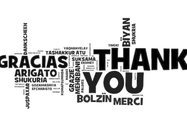 Word cloud with thank you in many languages