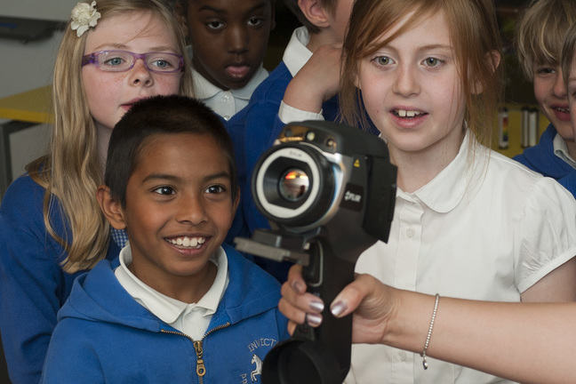 Children using an infrared camera.
