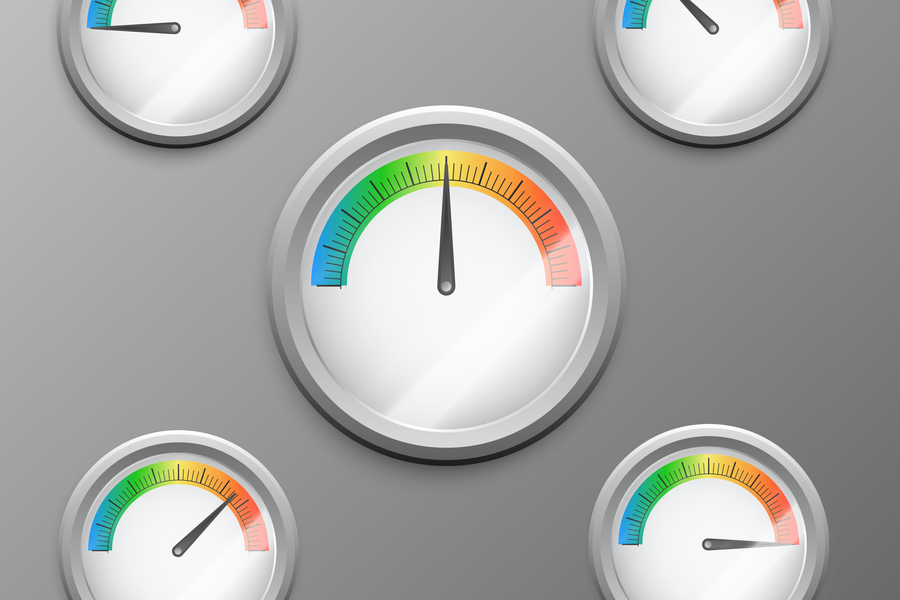 A set of dials indicating performance and inviting comparison with others