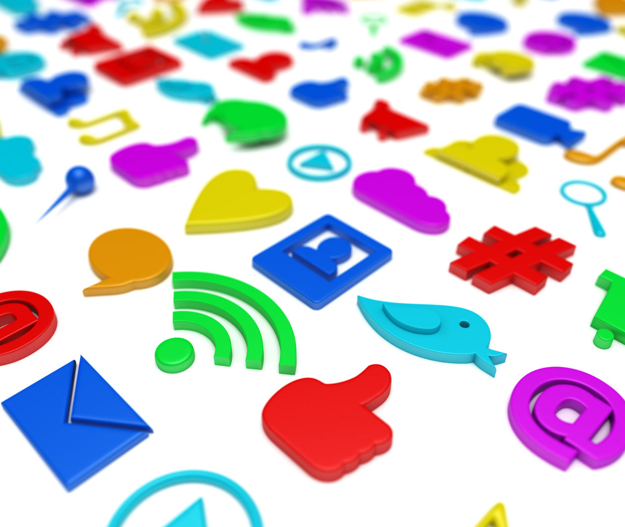 various social and digital media icons