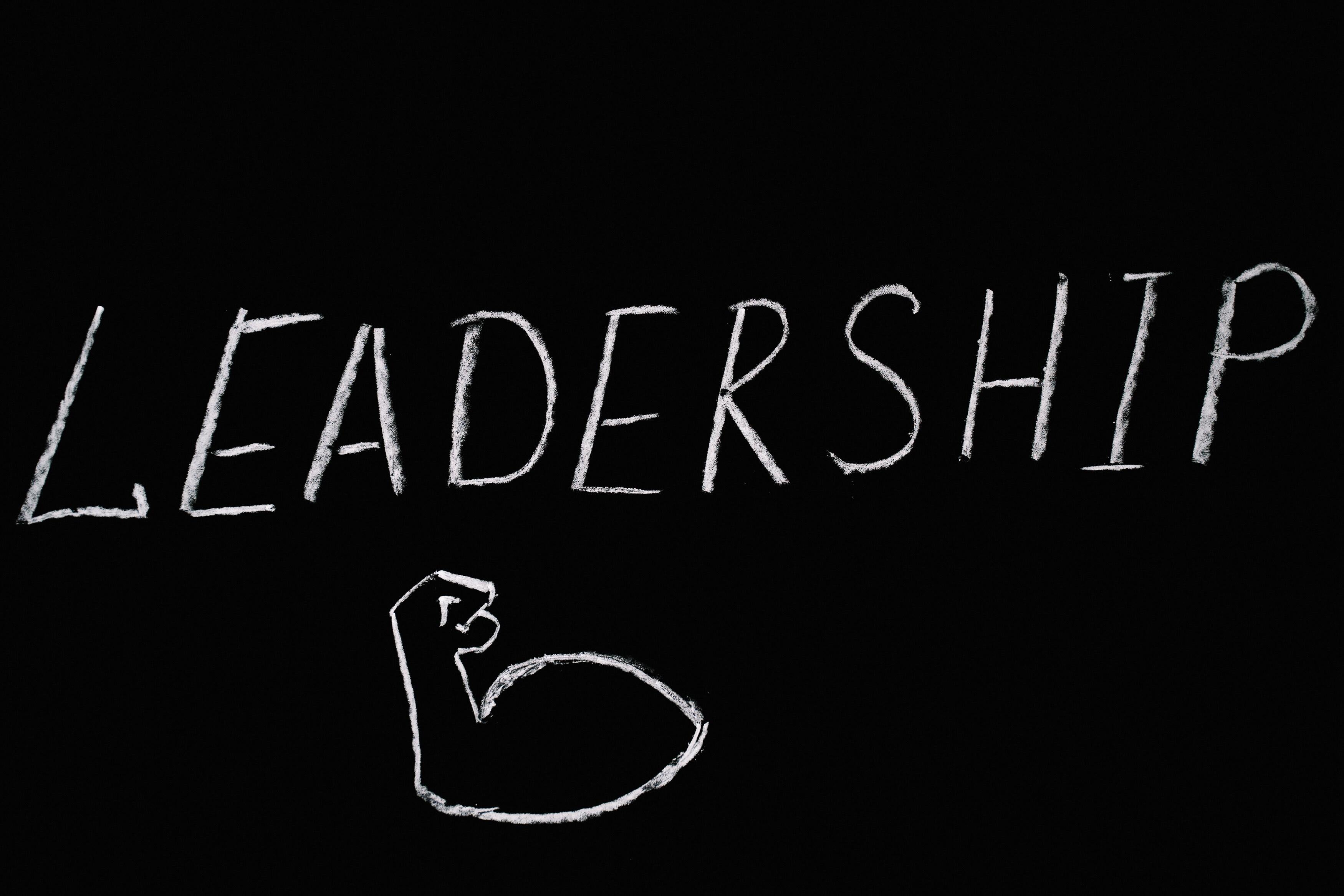 The word 'leadership' wrtten over an arm