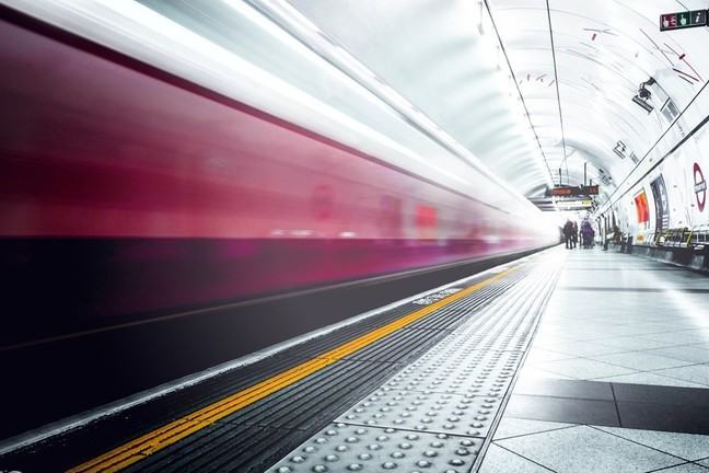 A train in a station