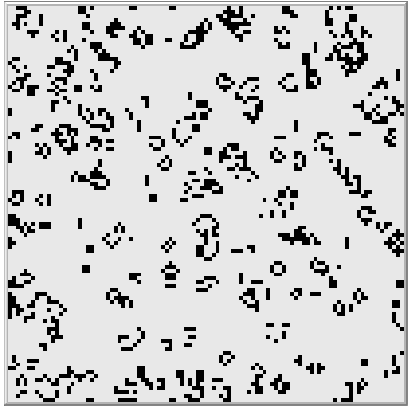 A screenshot from the “Game of Life” from the Netlogo library by Netlogo