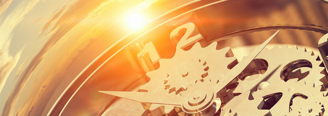 Clock image showing the hands and gears