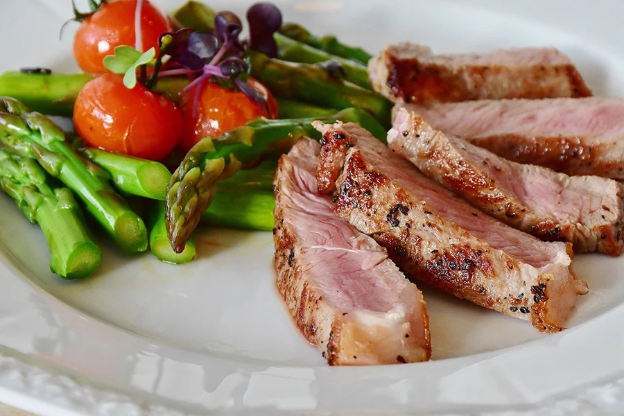 Dinner, asparagus and steak