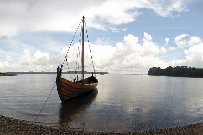 A reconstruction of Skuldelev 6, beached at Boserup Skov in Roskilde, Denmark