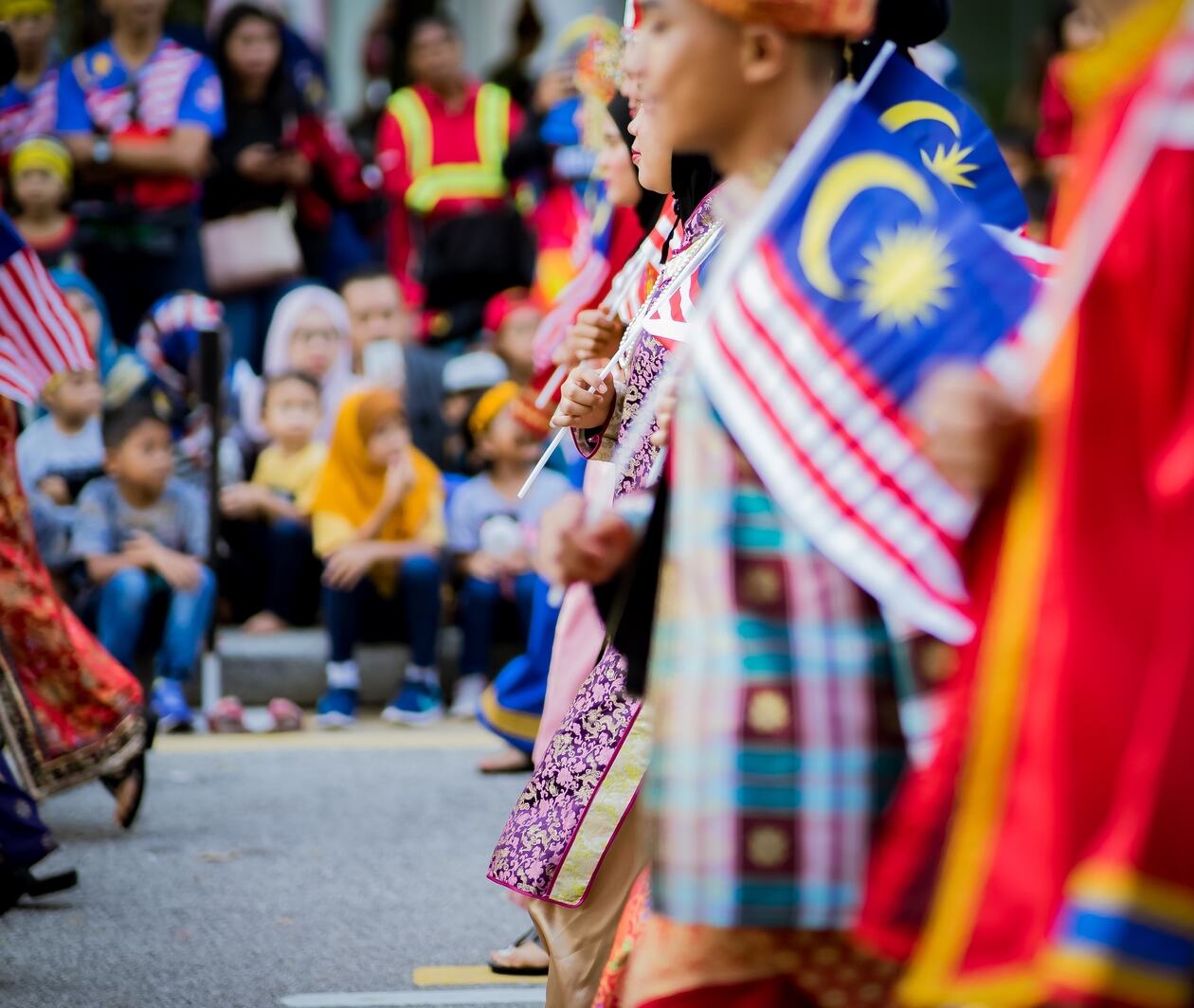 malaysian independence day Merdeka celebration with crowds. patriotism