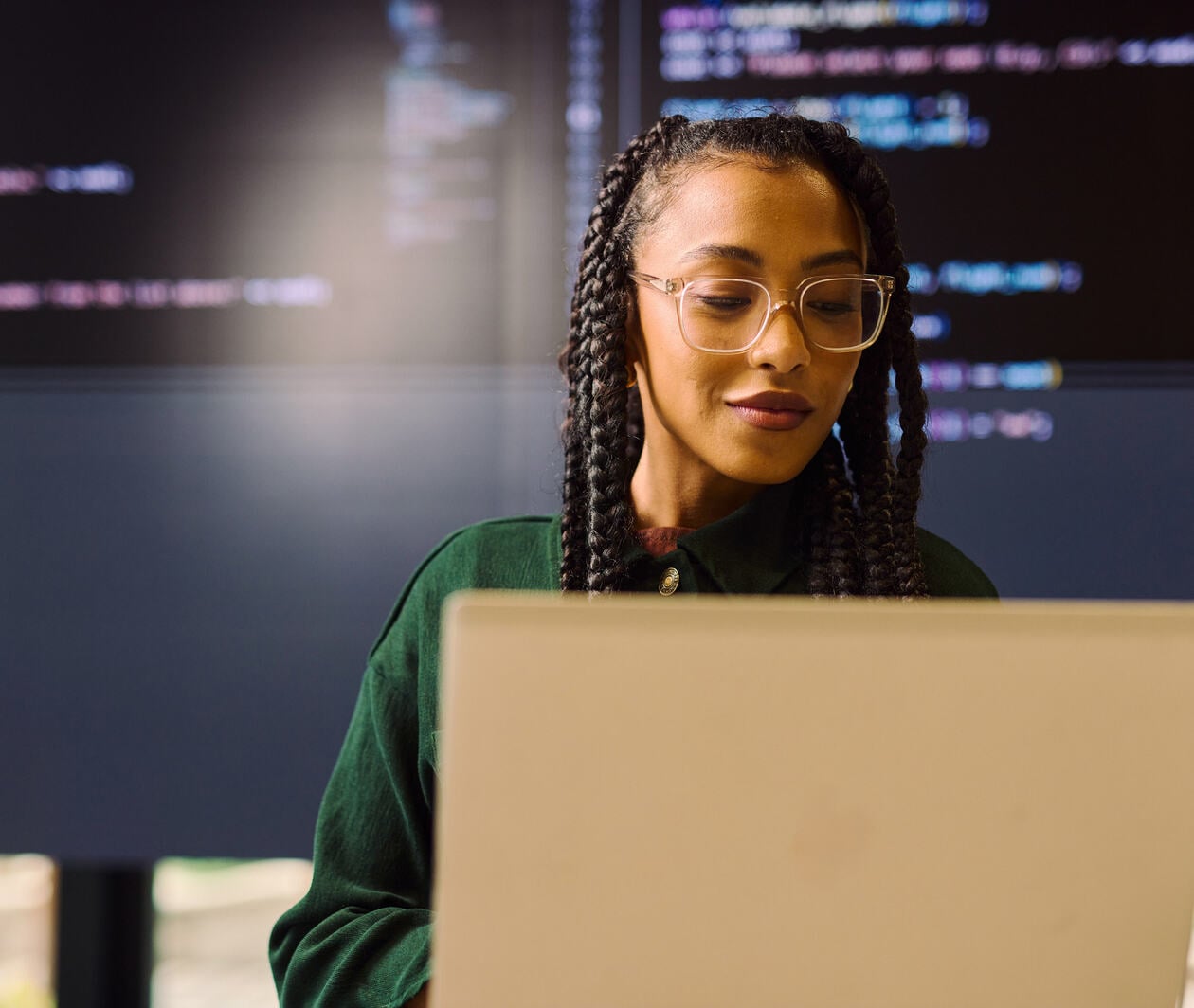 Woman looking at computer screen