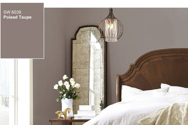 Taupe paint colour in bedroom