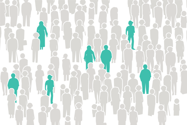 A mass of people, some with disease