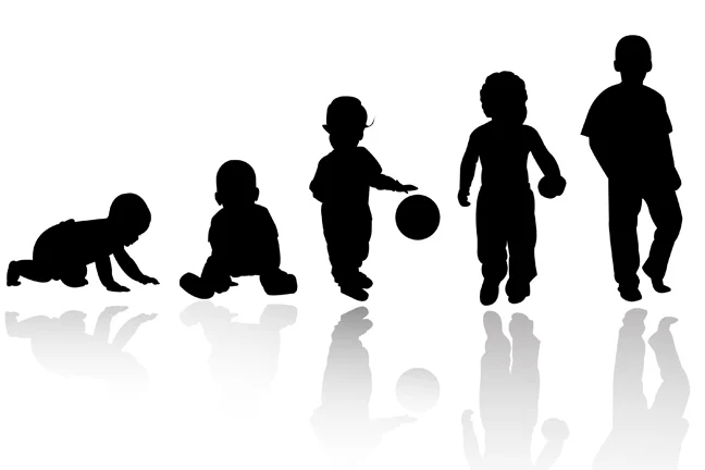 Silhouettes of baby, toddler, child, older child