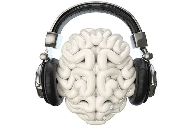 Brain listening to music through headphones