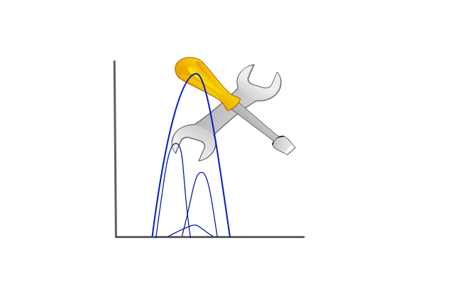 Multiple peaks on a graph with a screwdriver and spanner above