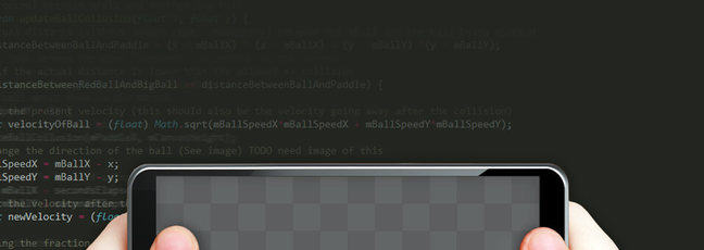 Hands holding a mobile phone in front of a screen of code, representing how you can learn Java with this online programming course