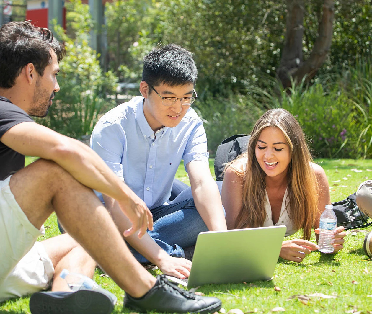 Group of language students on the lawn