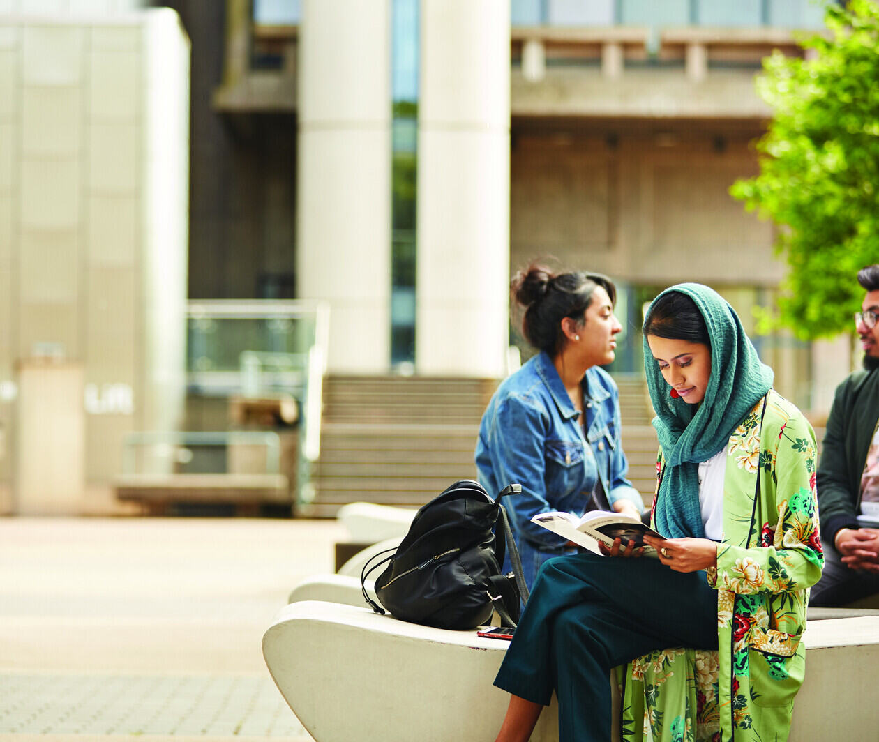 students reading and socialising