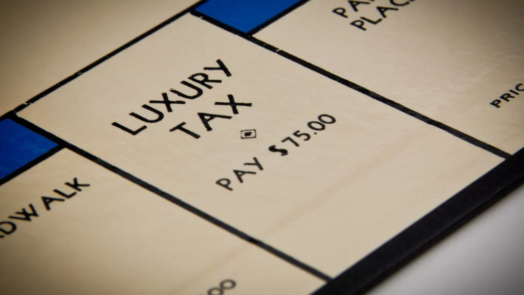 Monopoly board with Luxury Tax square