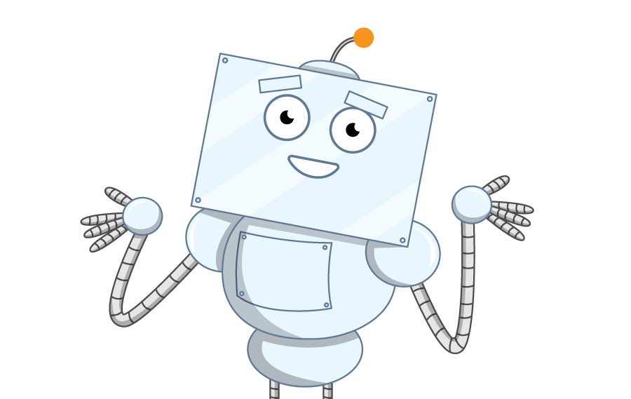 A cartoon illustration of a computer character confused and shrugging