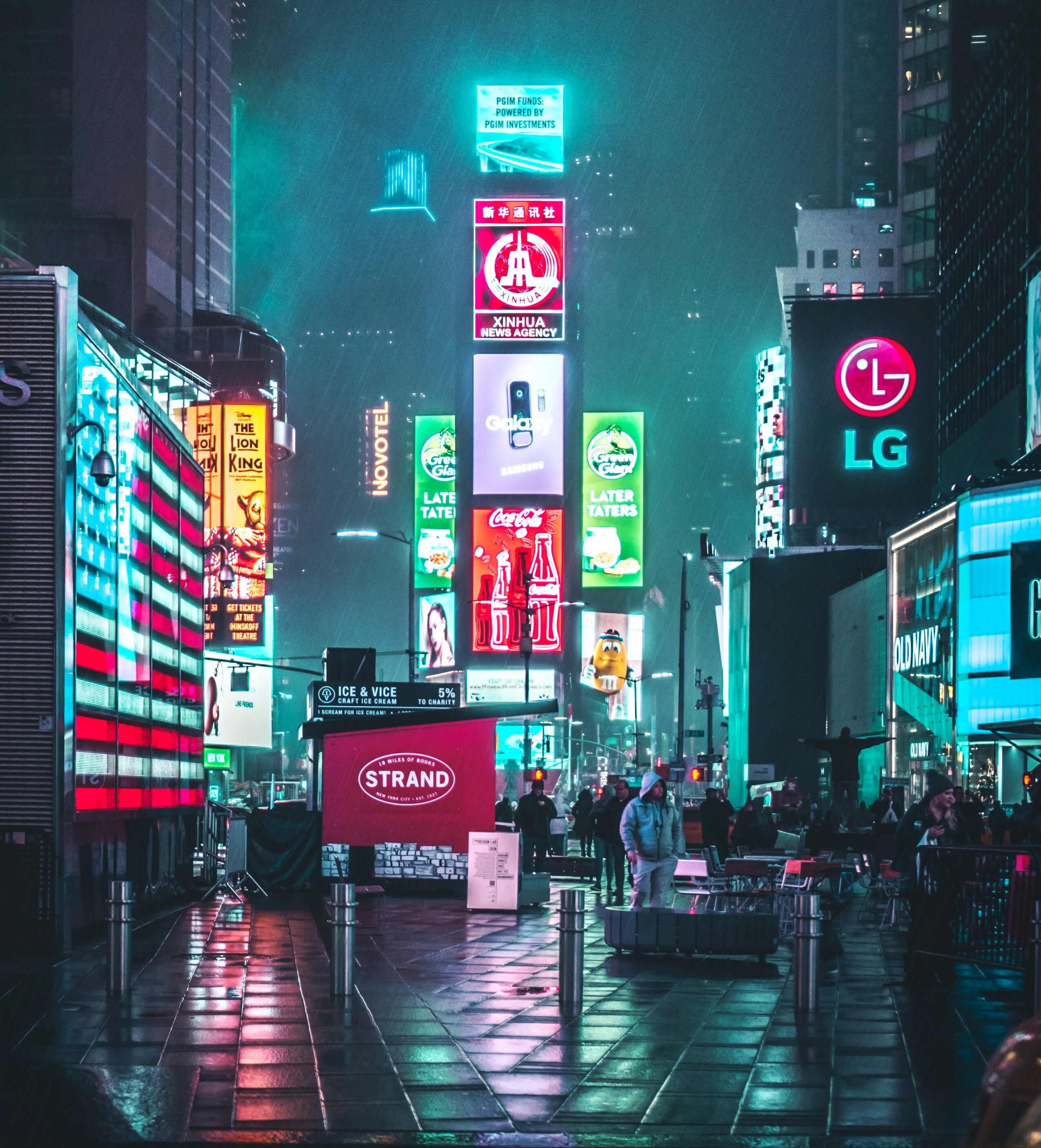 Night shot of  city buildings with neon lights