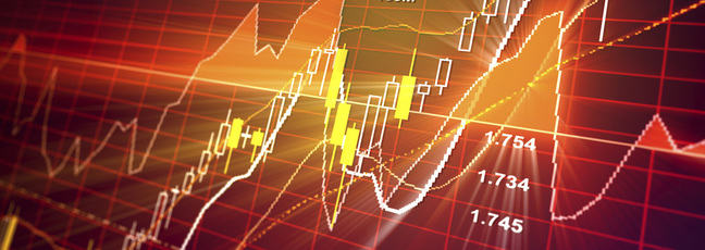 A chart showing investments such as stocks and shares rising and falling