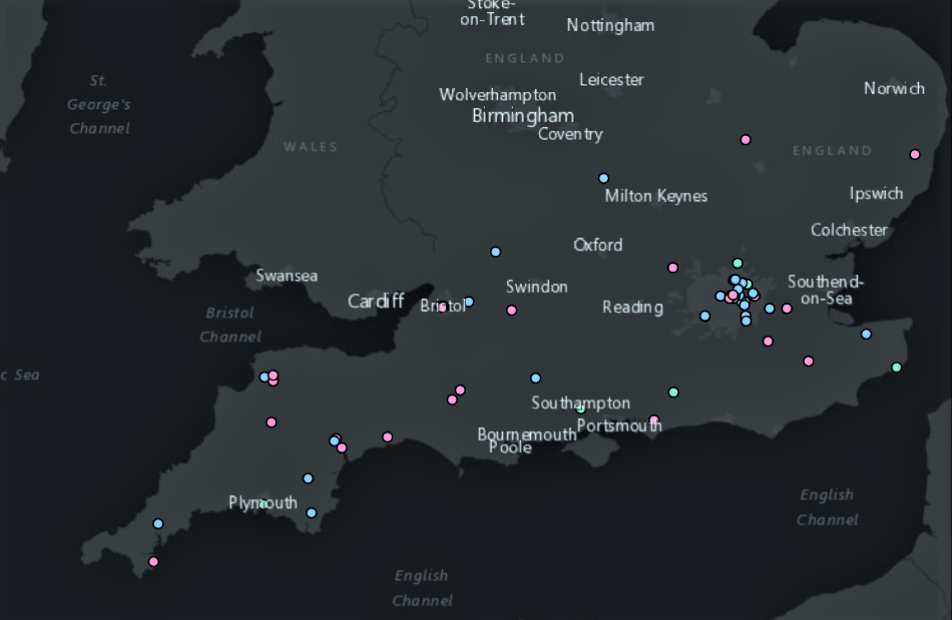 Maps showing locations of Africans living in Tudor and Early Stuart England 1500-1640