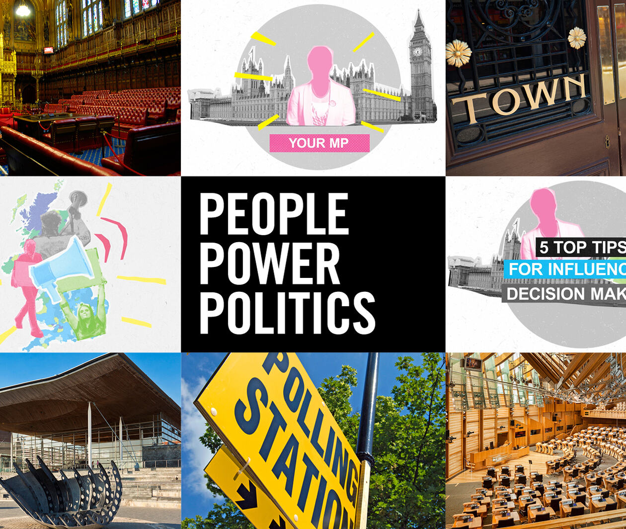 Various images and the words 'People, Power, Politics'