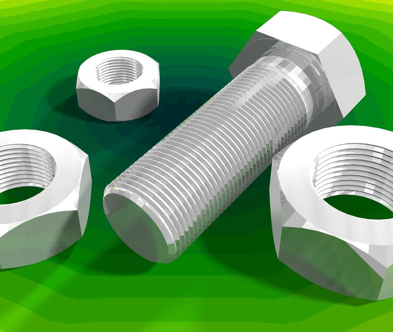 Image of nuts and bolts on green background