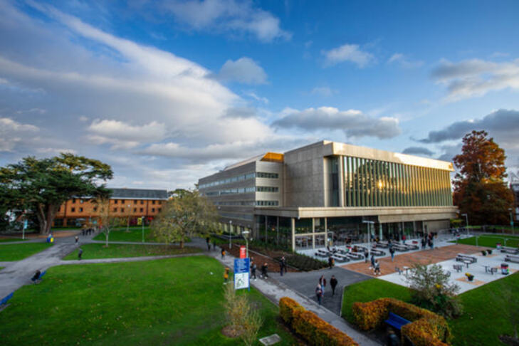 Large building with blue sky in background. Uni of Reading Library