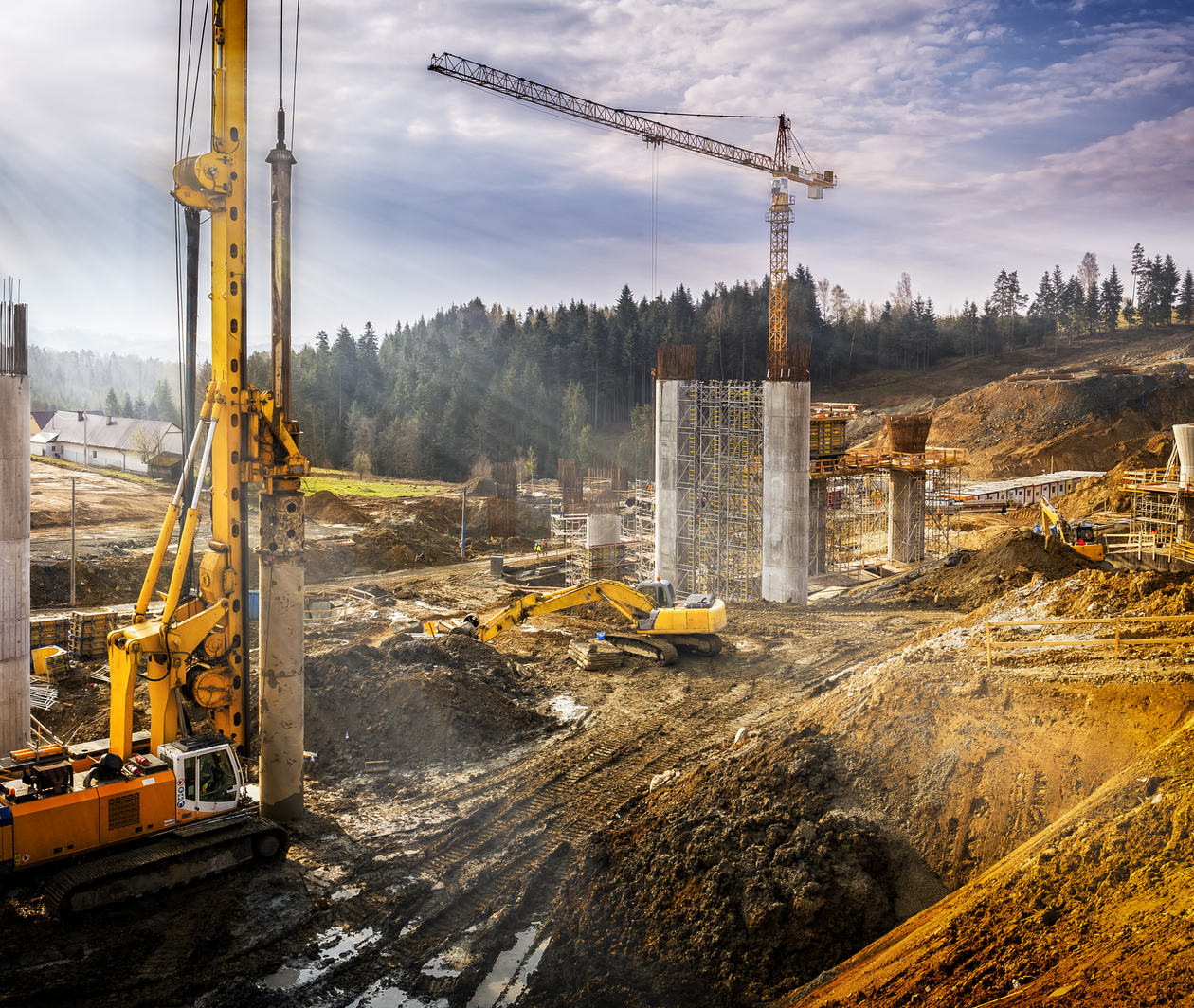 Excavation plant and equipment working on a construction site