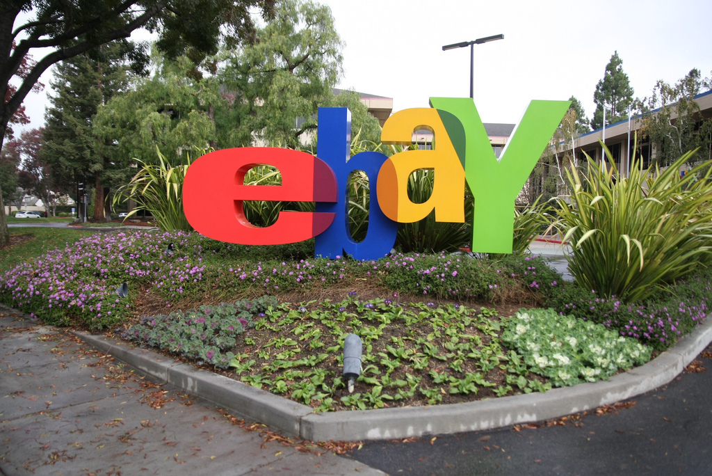 ebay logo in a garden