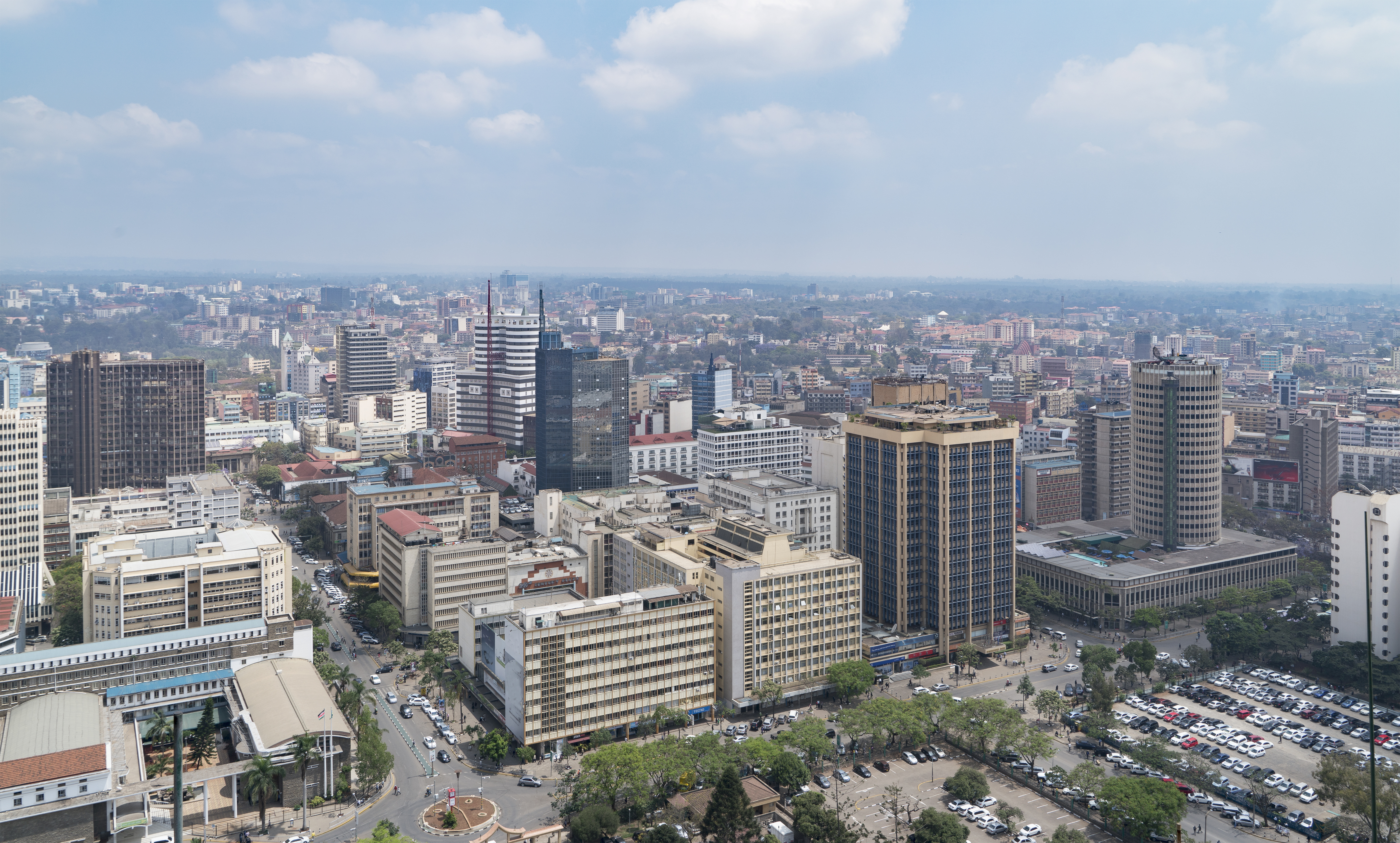 Modern buildings downtown Nairobi, Nairobi Area, Kenya, Africa