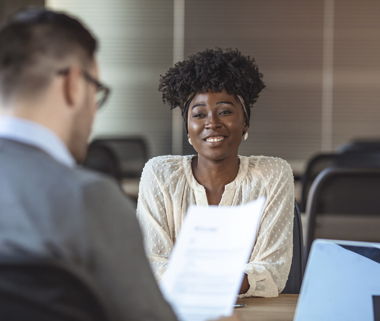 Student sat in an interview