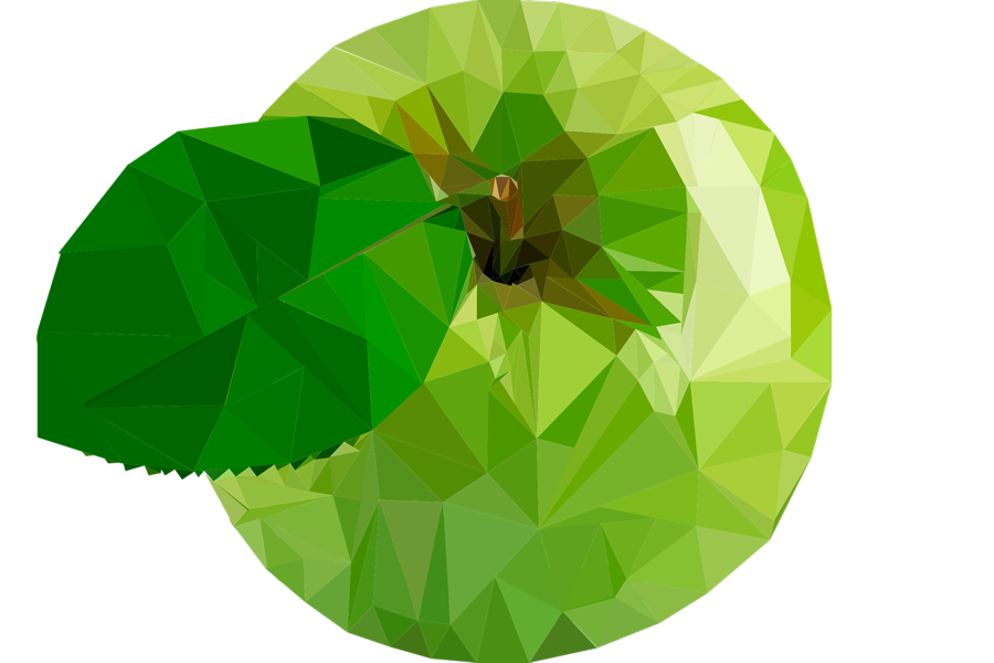 A green apple rendered in vector graphics