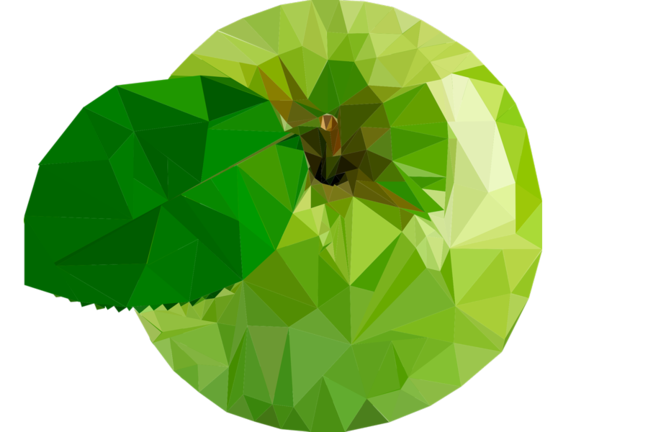 A green apple rendered in vector graphics