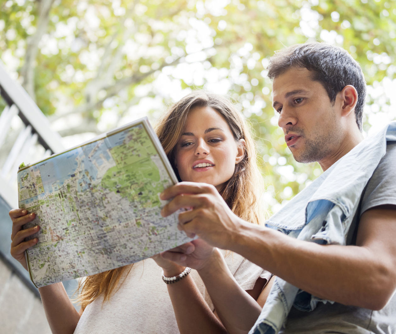 Tourists consulting a map