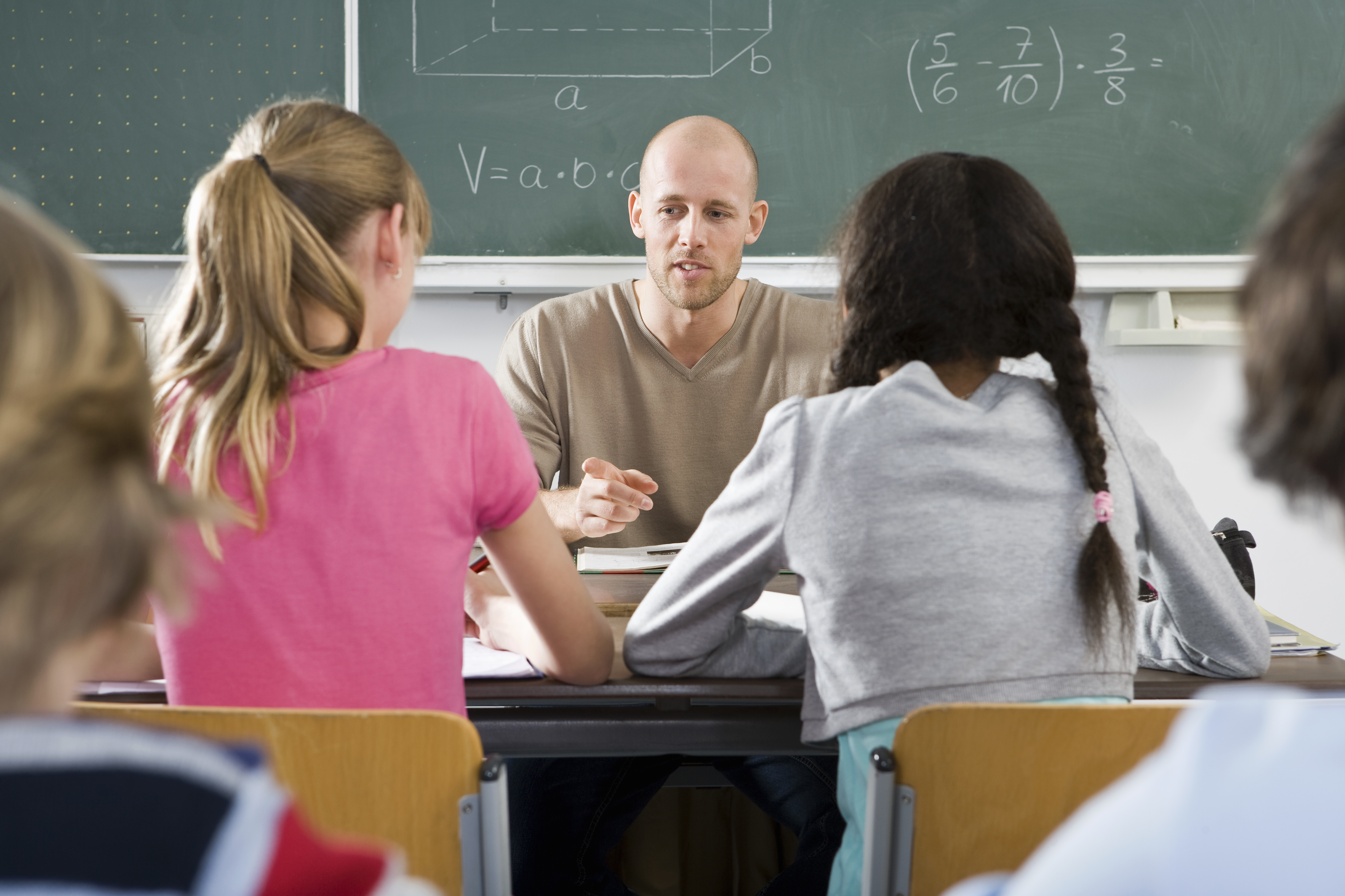 Pupils working in a mathematics classroom