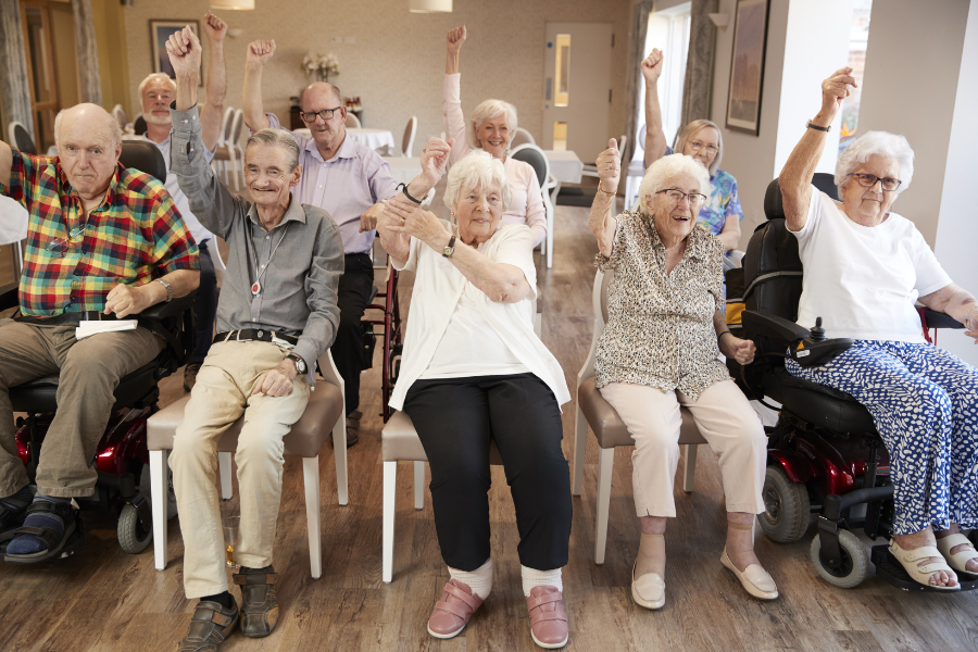 group of older adults exercising