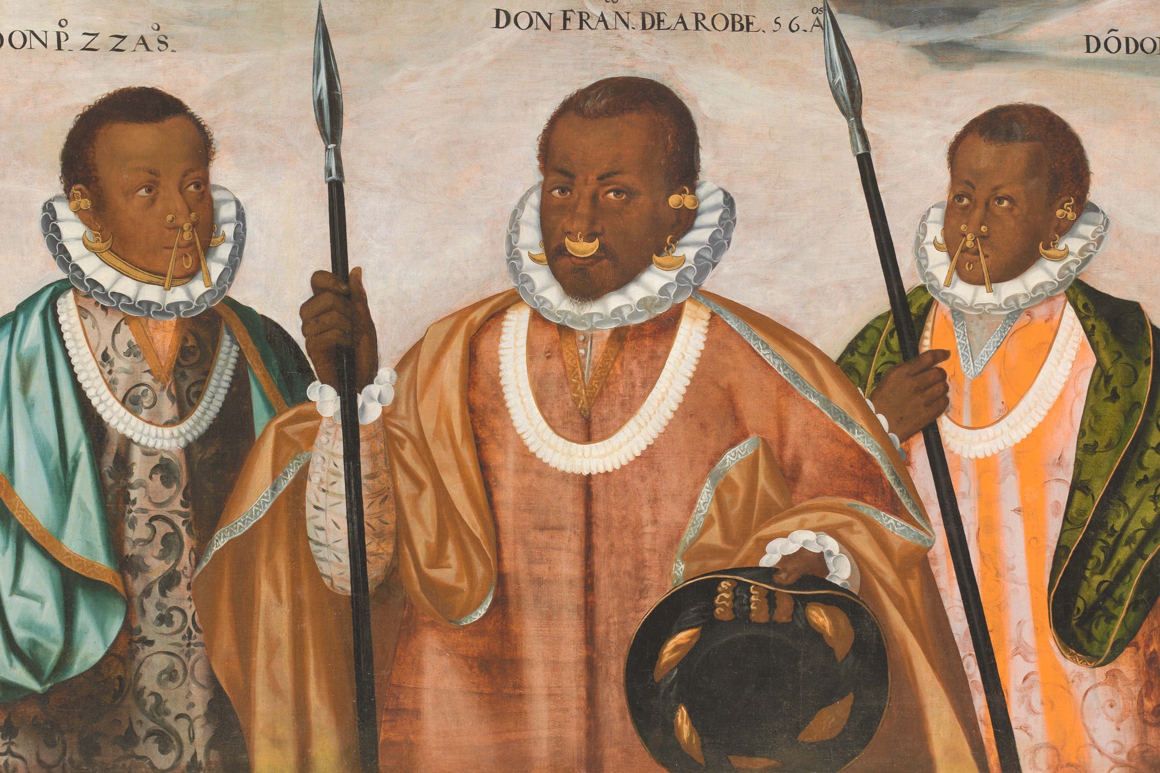 A late 16th century painting of a trio of Maroon leaders.