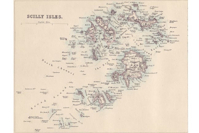 An old map of the Isles of Scilly