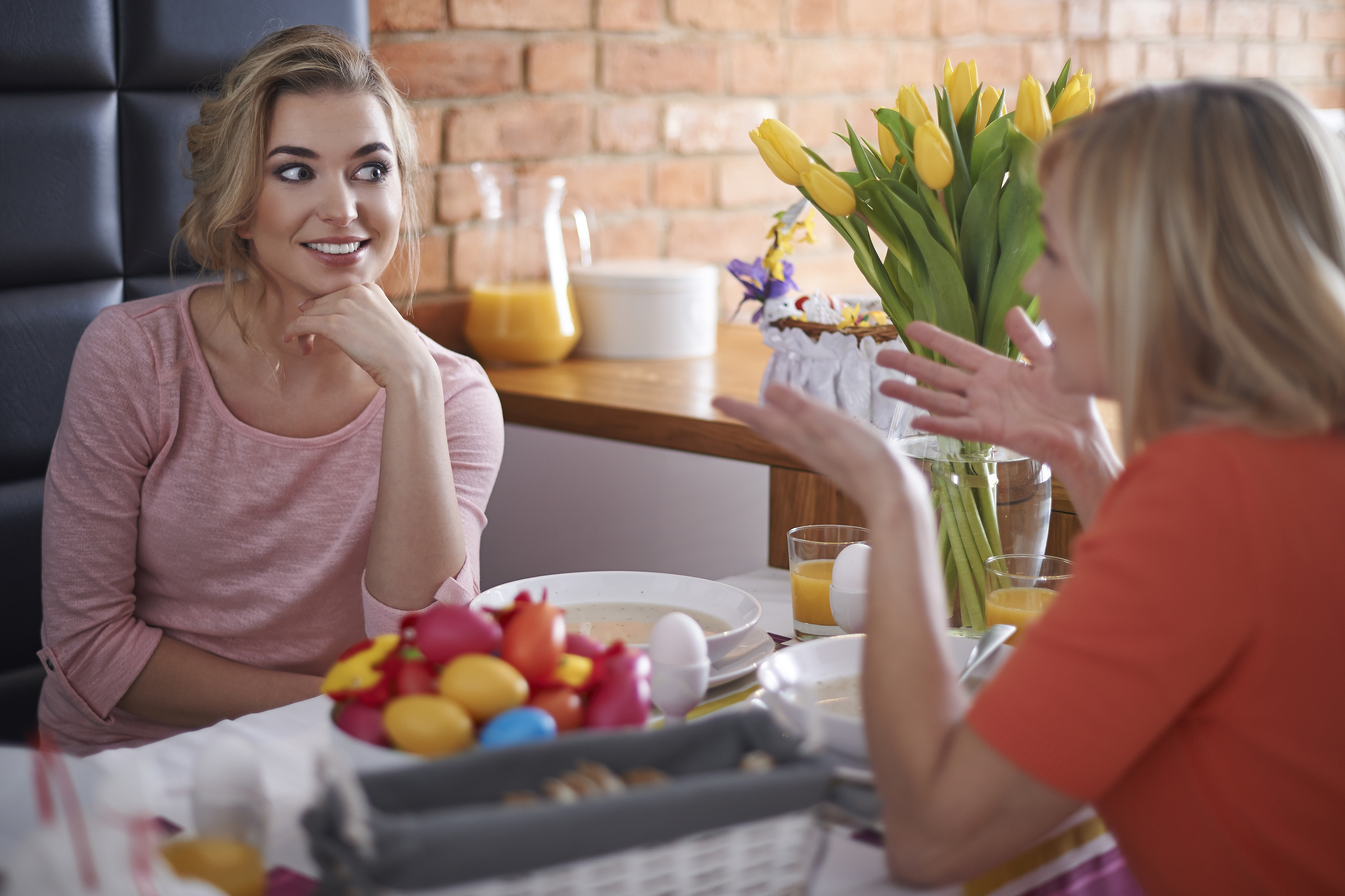 Mother and daughter talking