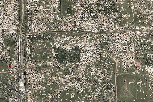 The 'lunar landscape' of the looted archaeological site of Apamea, Syria