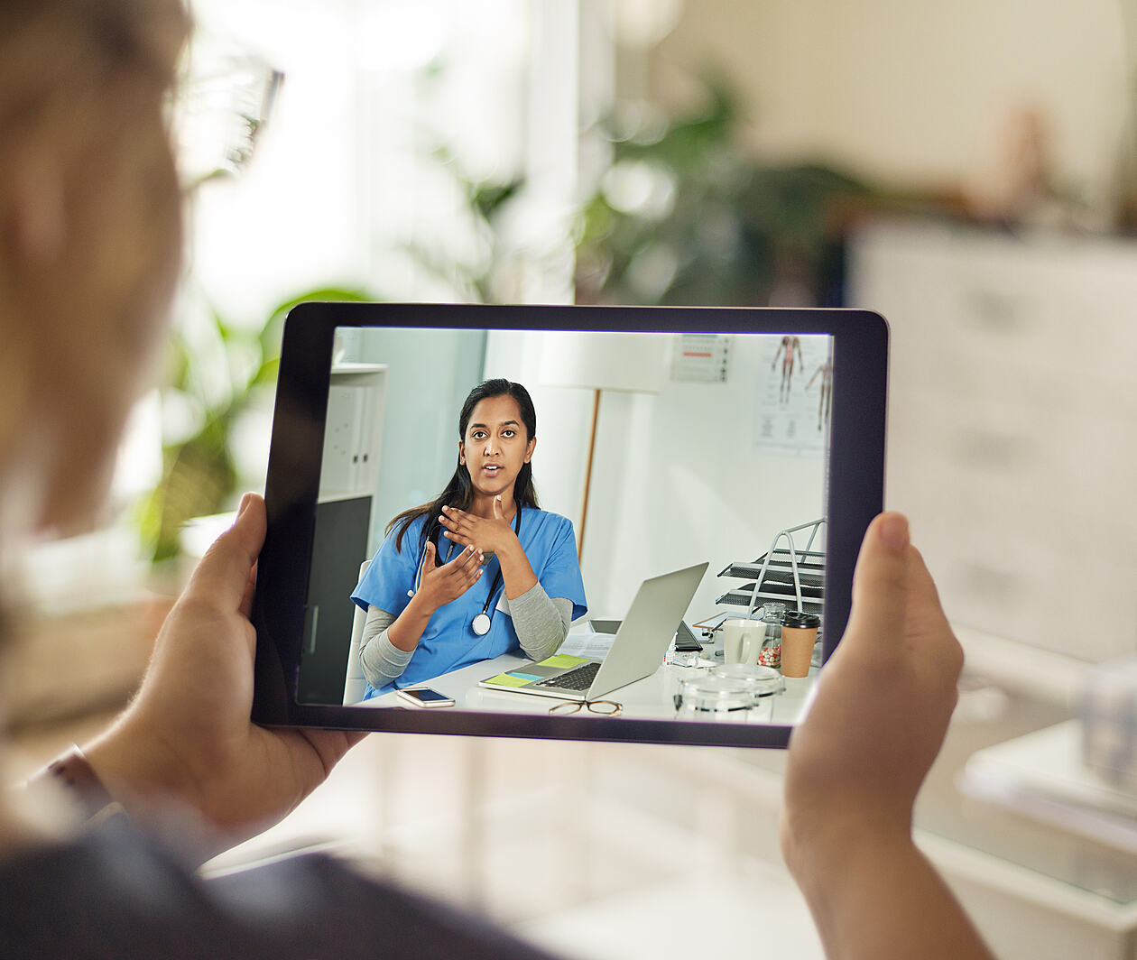 Patient attending remote consultation