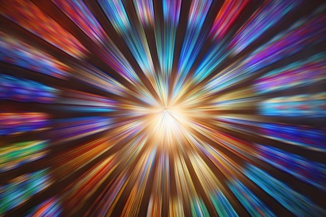 An abstract image showing a colourful explosion of light.