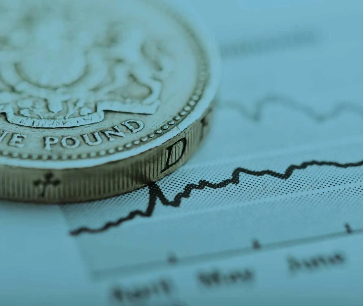 A coin sits on top of a line graph on a piece of paper – a metaphor for managing finances.