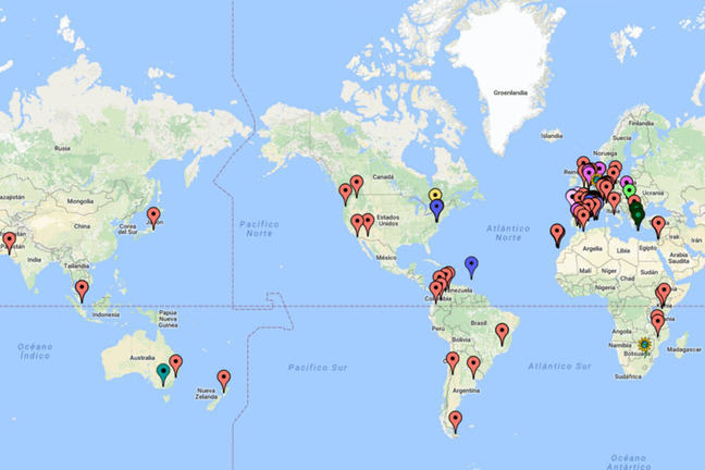 Mapa lingüístico mundial de las familias de LS