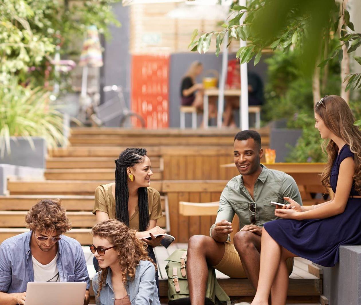 a group of students on a staircase